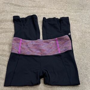 Black lululemon Leggings with Multicolor Waistband